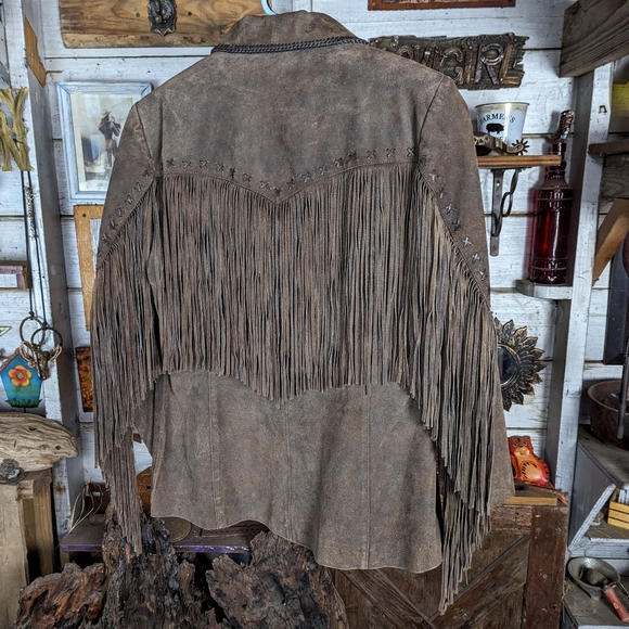 Cripple Creek genuine suede leather western coat jacket fringe - Picture 5 of 7